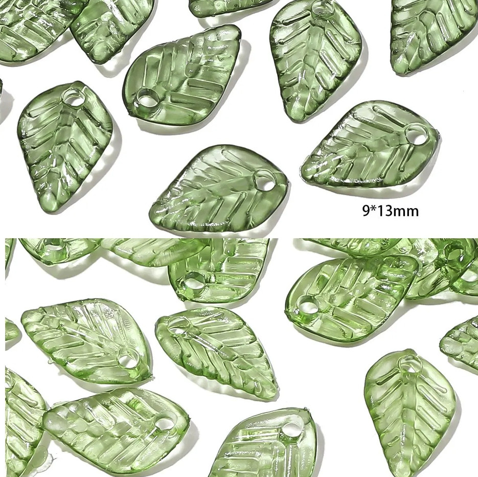100pcs Acrylic Mini Tree Leaf Beads DIY Jewelry Making Necklace Earrings – NEW