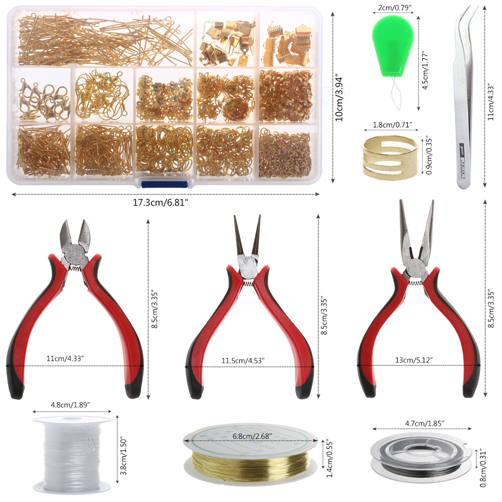 Jewelry Making Supplies Starter Kit Earring Findings Beading Wires Pliers Set