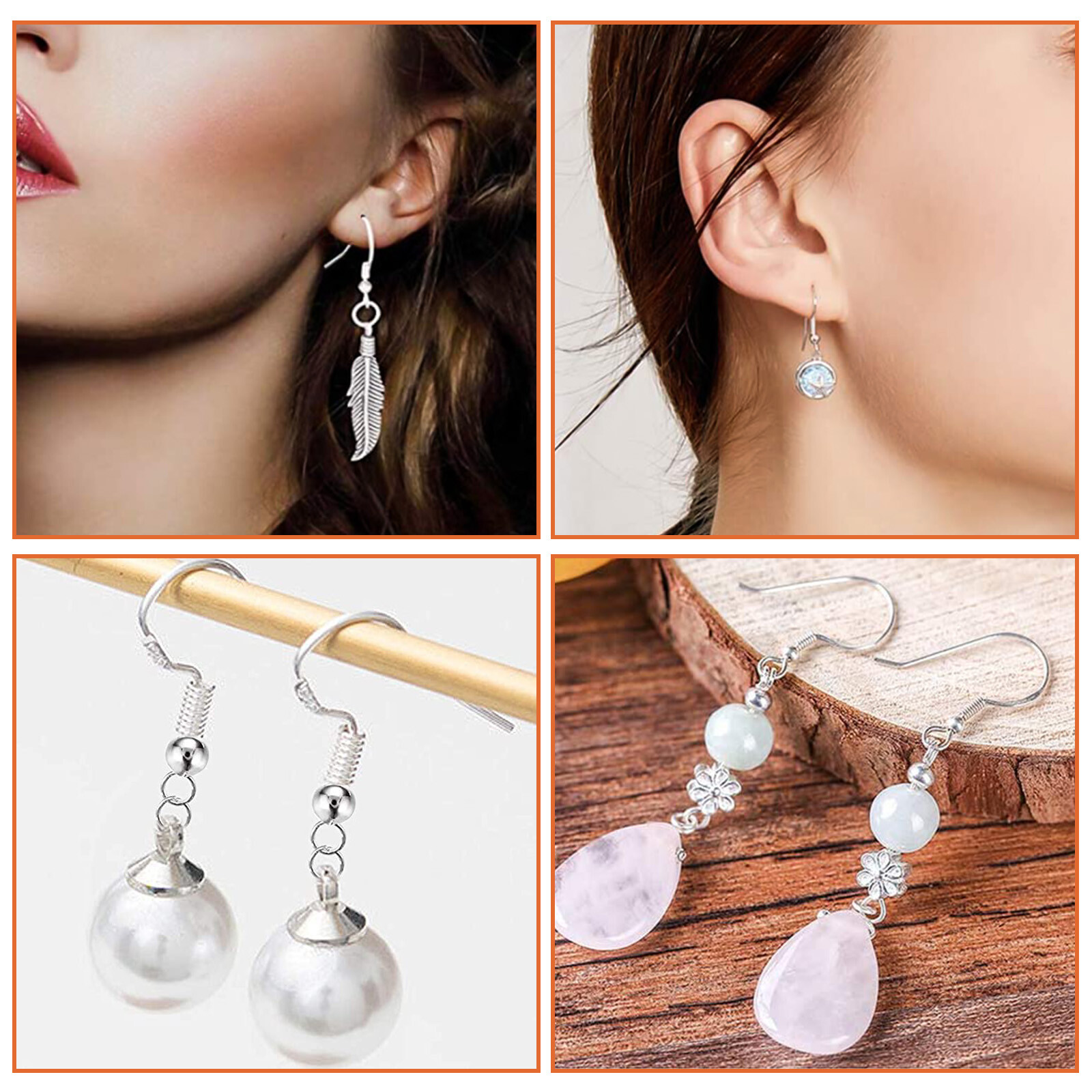 500Pcs 925 Silver DIY Earring Hooks Jewelry Beads Ear Wires Making Findings Kit