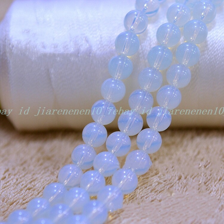 Natural Beauty 6mm 8mm 10mm 12mm White Opal Round Gemstone Loose Beads 15”