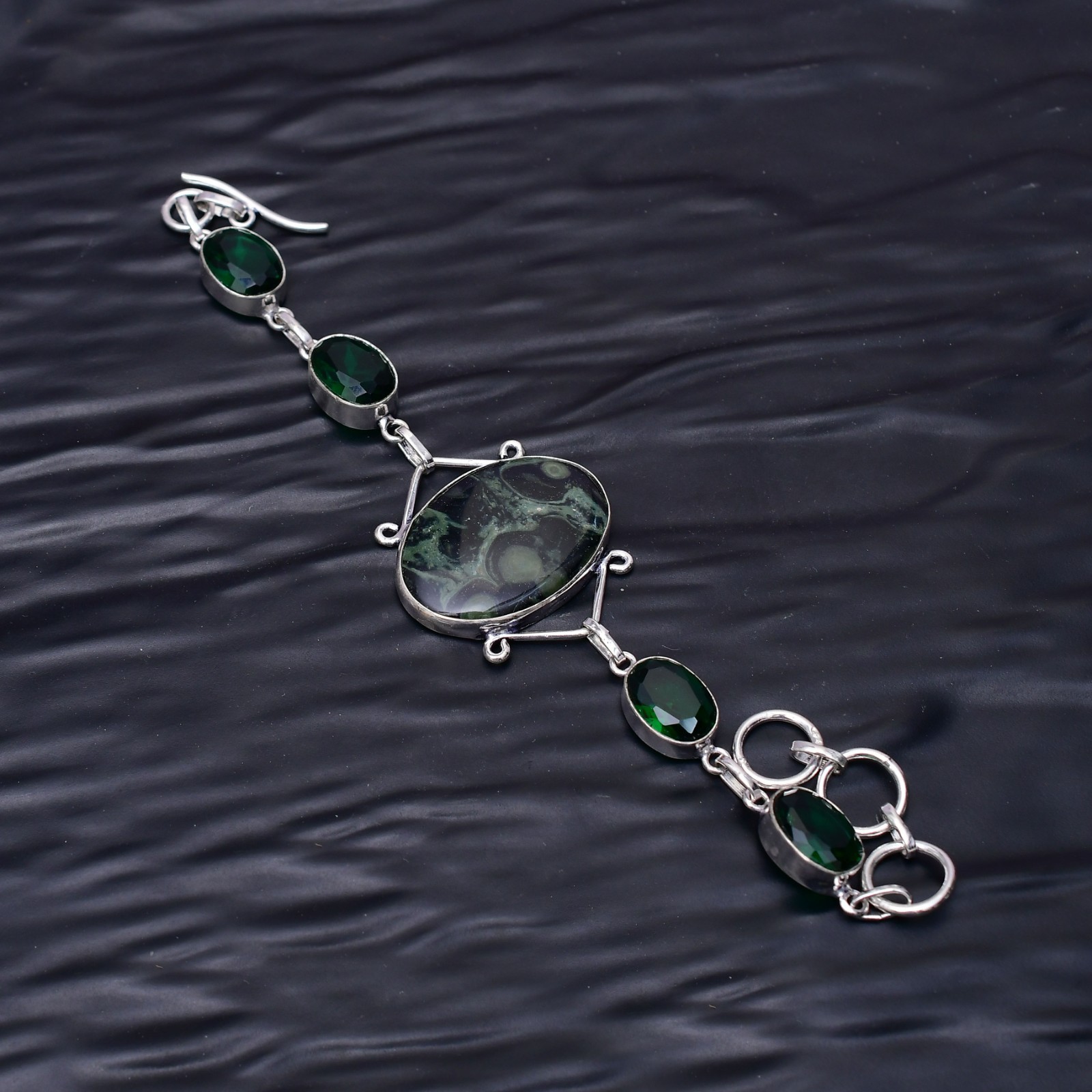 Star Galaxy Gemstone 925 Sterling Silver Handmade Bracelet Approx- 7-8″