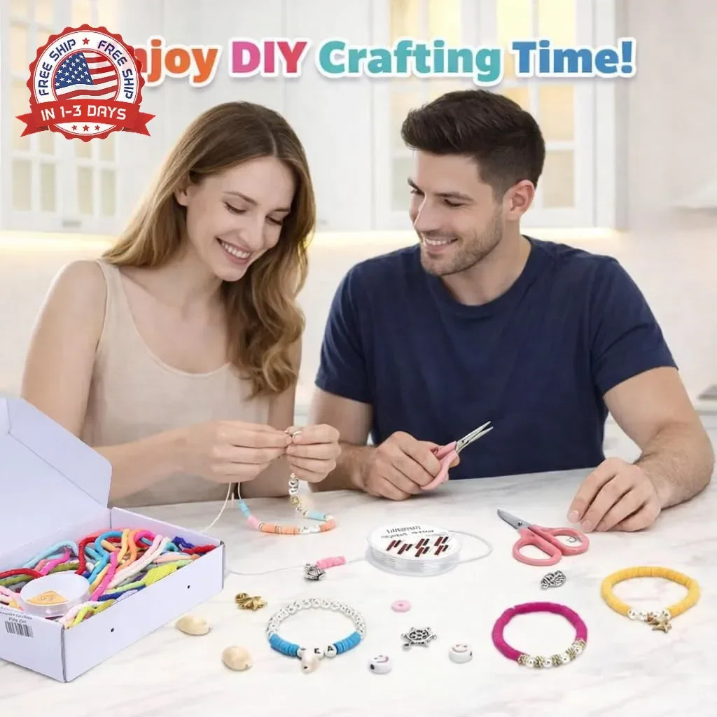 19000pcs 50 Strands Clay Bead Bracelet Kit, 6mm Flat Round Polymer Clay Beads Sp