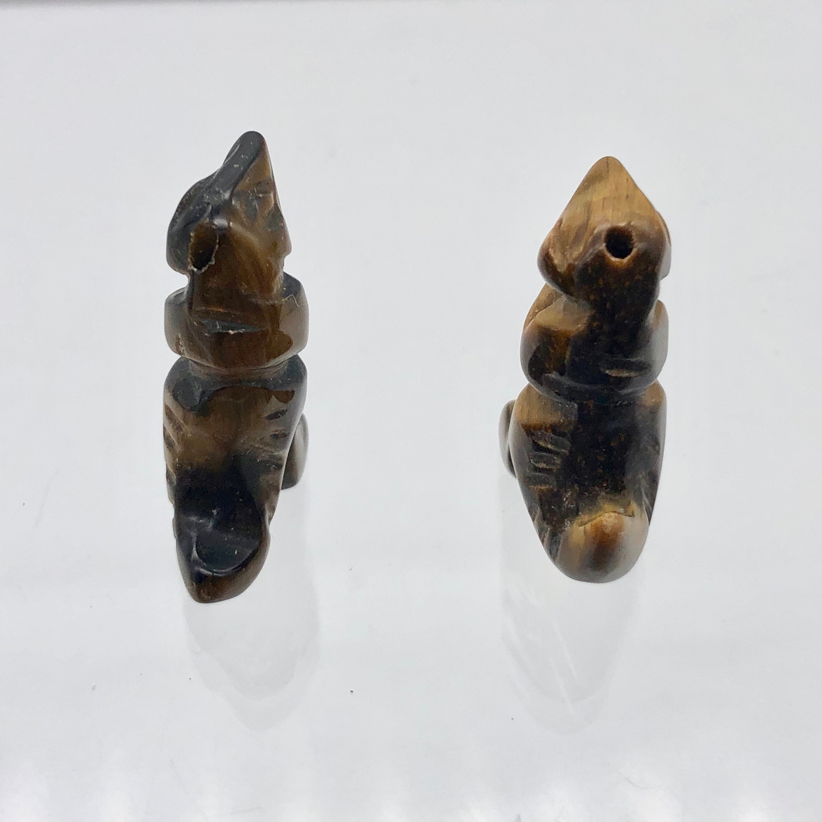 2 Tiger’s Eye Tyrannosaurus Rex Animal Beads | 21x18x7.5mm | Golden