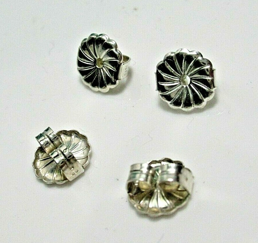 Set of 4 Sterling Silver 7mm Large Premium Post Earring Backs Clutches Nuts