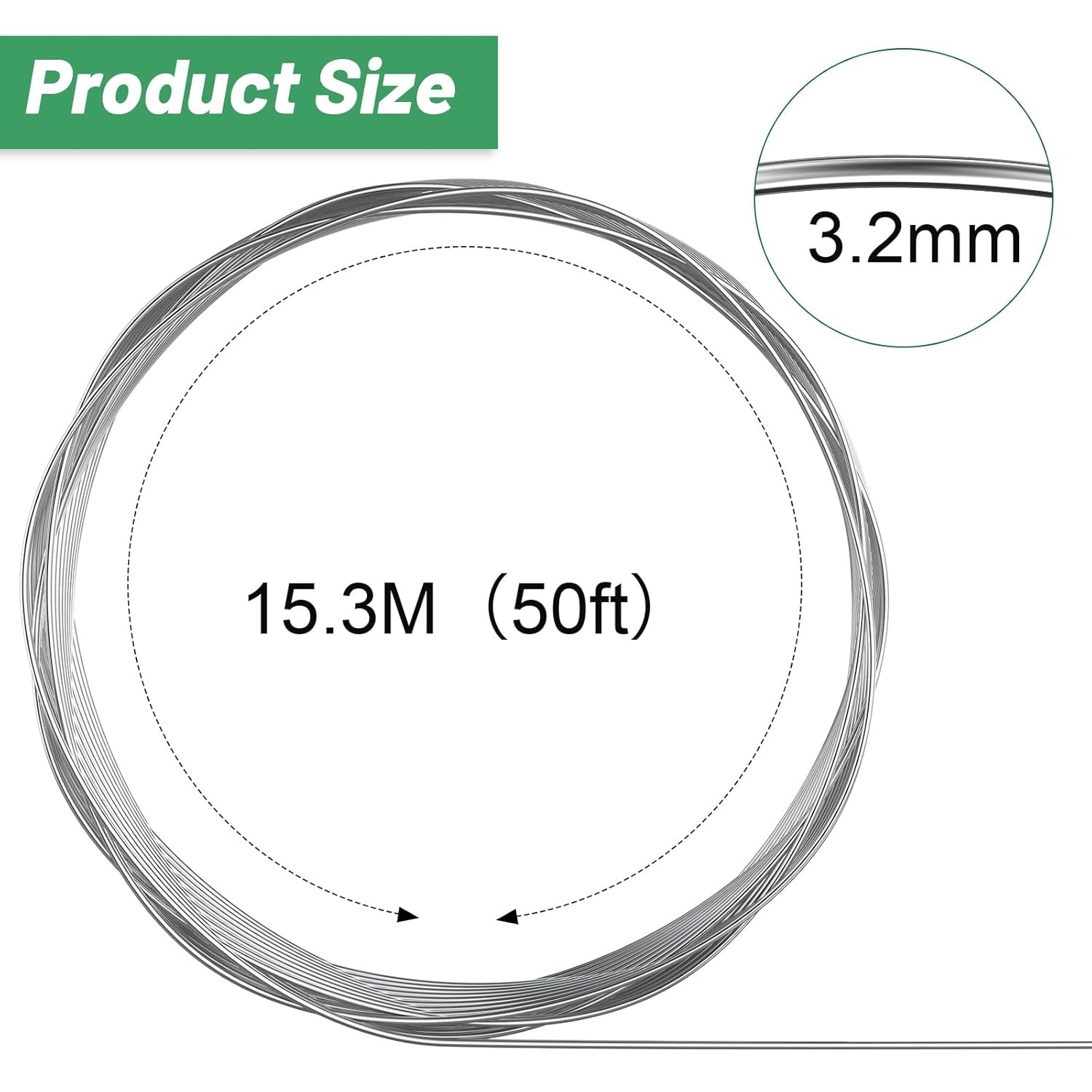 Pelopy Aluminum Wire 1/8 Inch Diameter Metal Wire 50 ft Armature Bendable Armatu