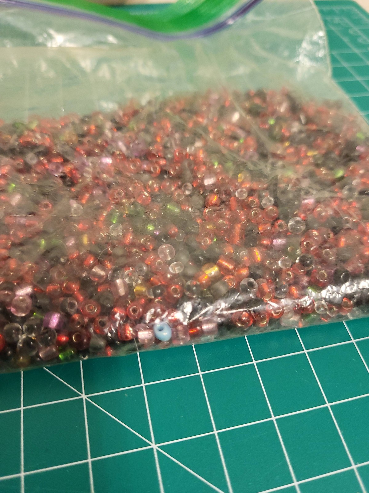 Mixed Seed Beads Lot Red Black Green Iridescent Jewelry Making Craft Supply
