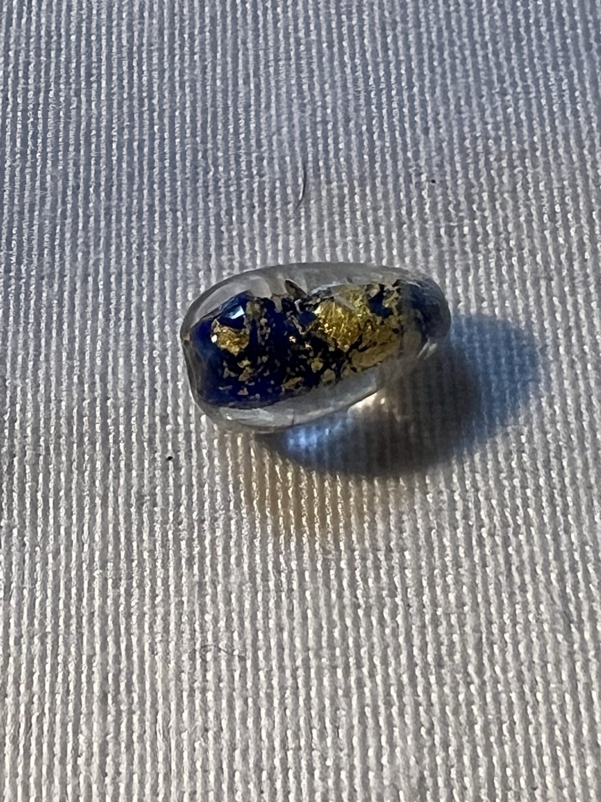 New Old Stock Lampwork Blue Gold Foil Teardrop Beads 12mmx7mm 25 Pieces