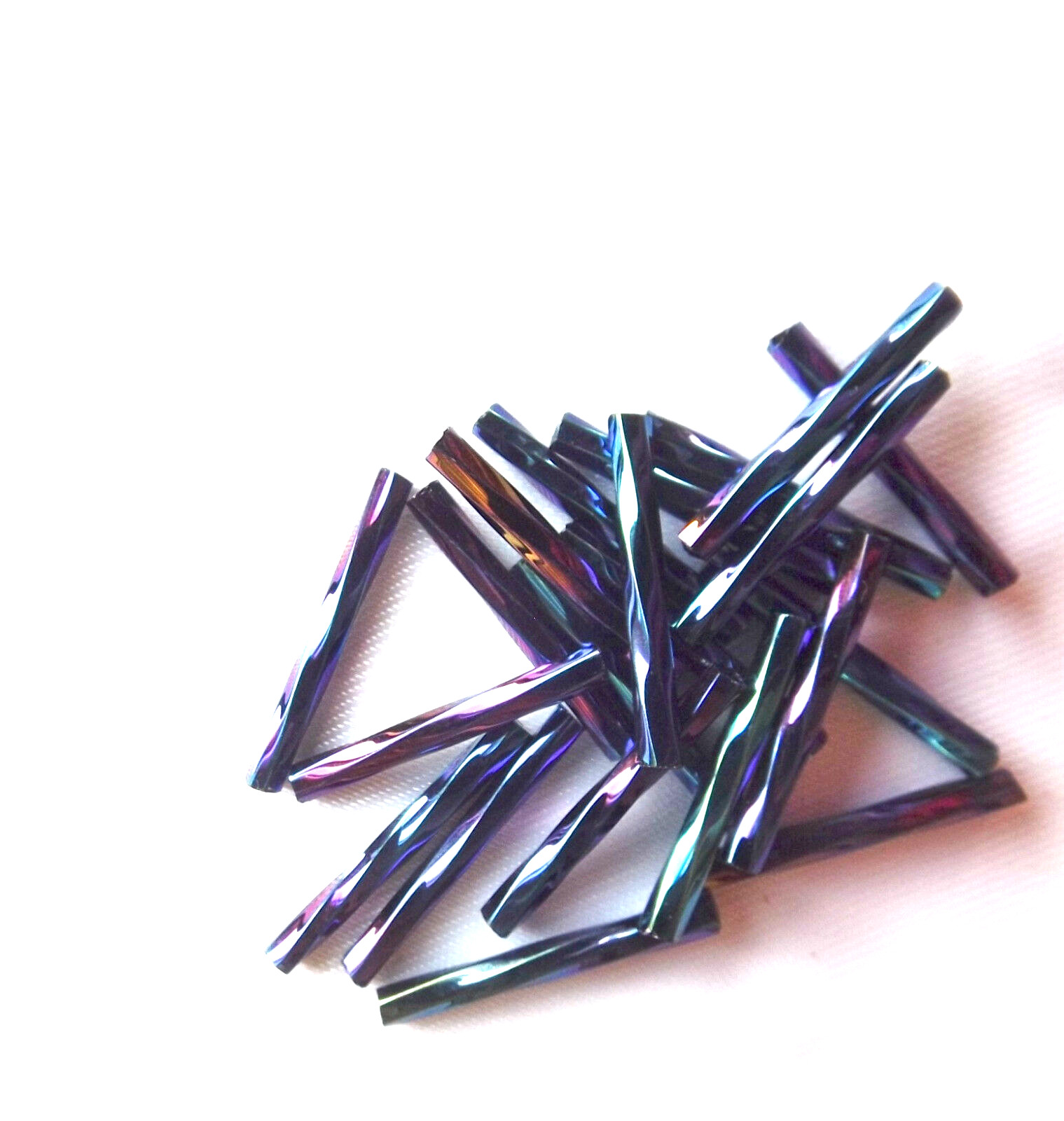 Czech 20mm 3/4″ RAINBOW TWISTED BUGLE, TUBE BEADS Approx 200+ beads