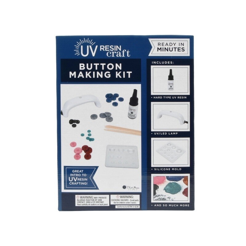 UV Resin Button Maker Kit W/ Light DIY Custom Buttons Starter Set Multi Color US