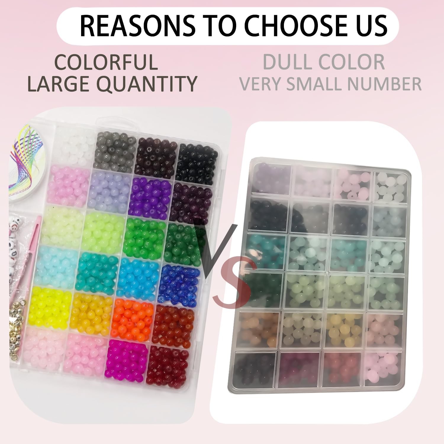 JULIMAIDONG 6mm Glass Beads for Bracelets 1400pcs, 24 6Mm, 6mm, 24Color
