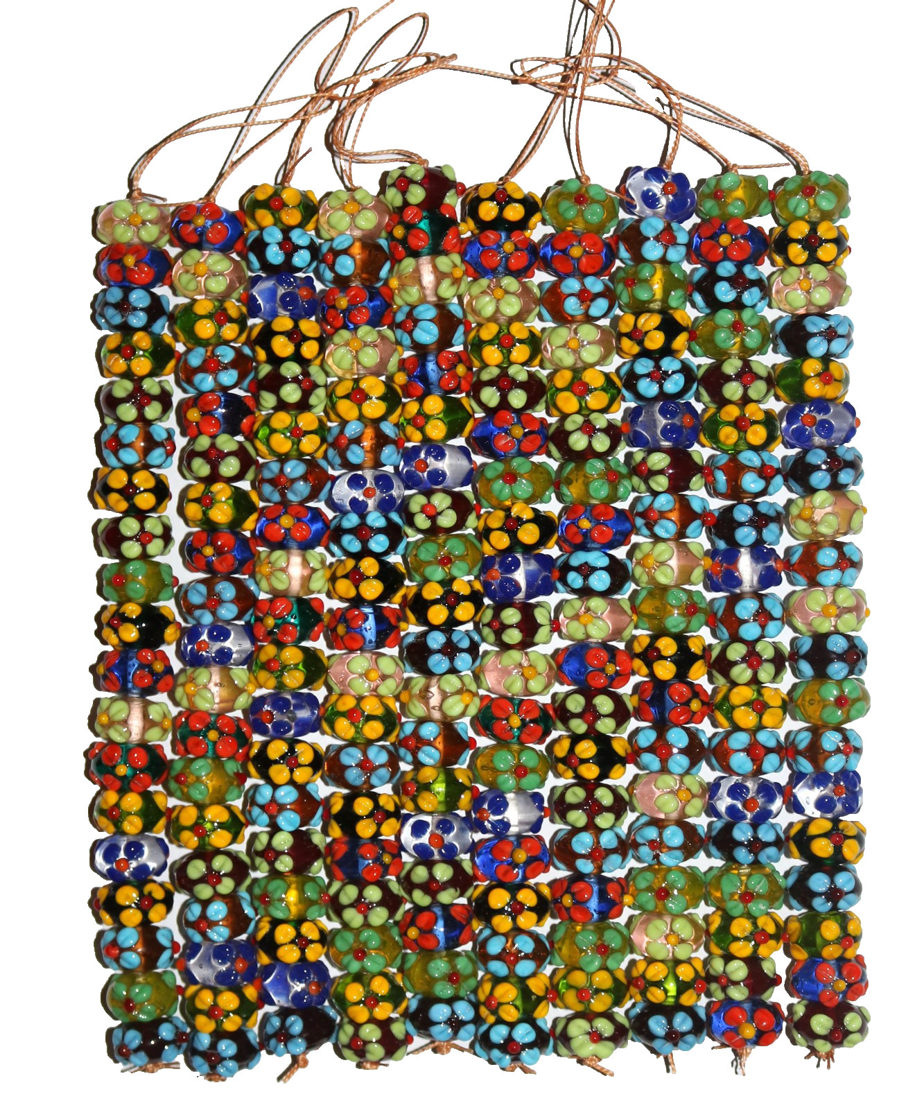 10 Strands Lamp Work Glass Beads, Multi color fashion beads for jewelry making.