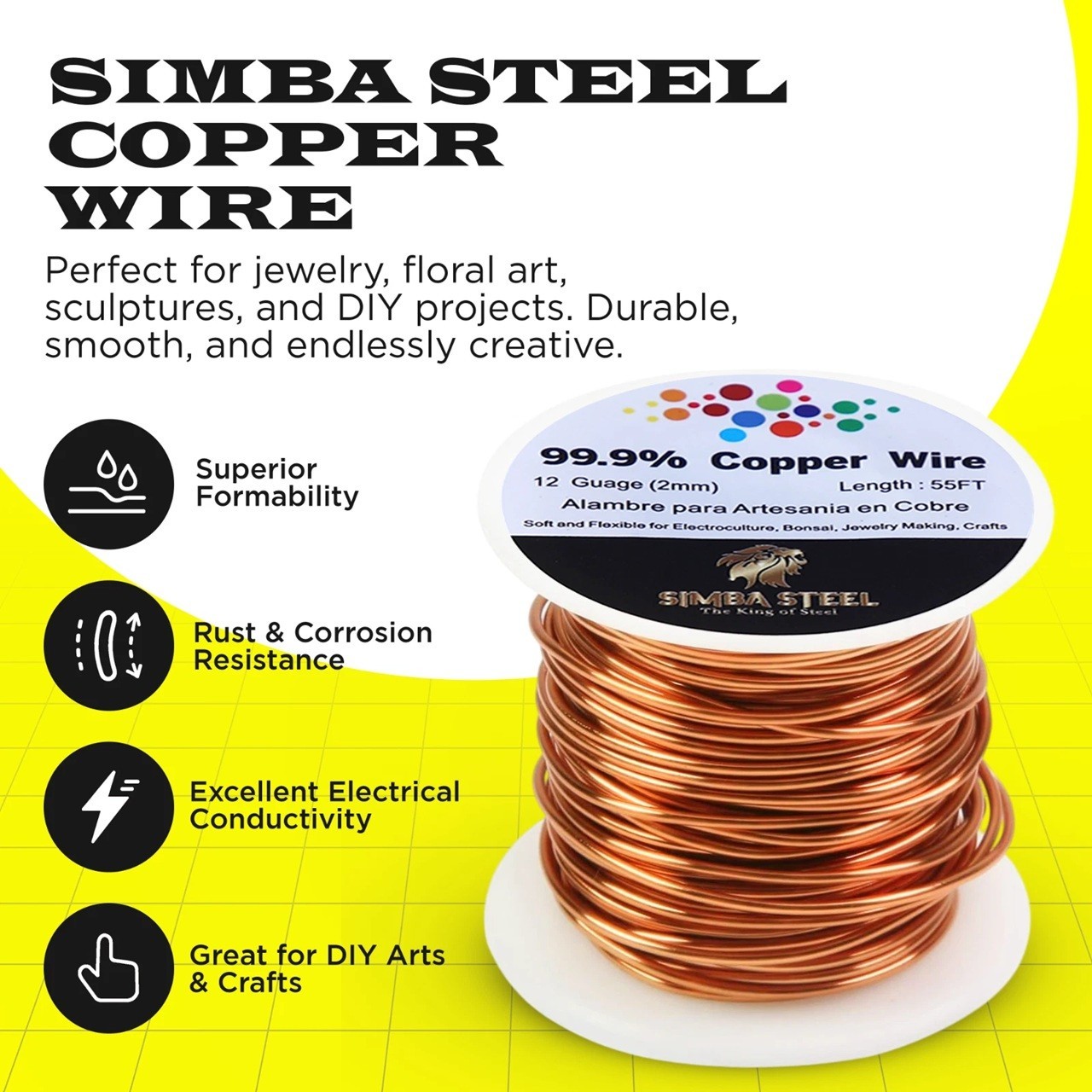 99.9% Pure Copper Wire 12 gauge x 25 FT (2.00mm x 7.6m) Jewelry, DIY, Craft