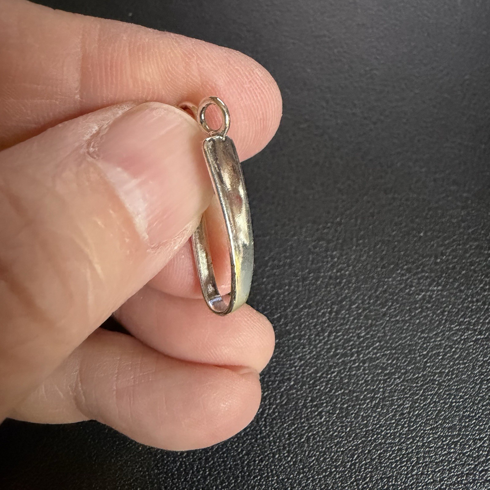 Sterling Silver 925 Donut Bail Pendant 25x5mm Simple Design