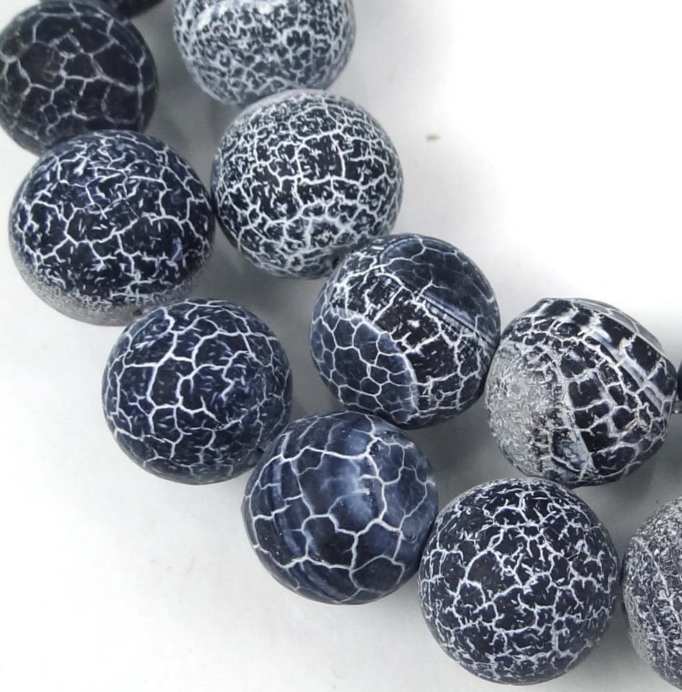 10mm Black Frost Matte Fire Crab Agate Round Beads (19)
