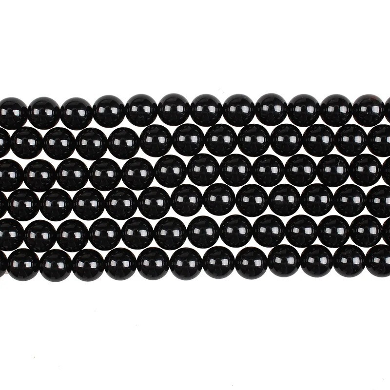 Natural Black Agate Gemstone Round Beads For Jewelry Making 15” 4mm