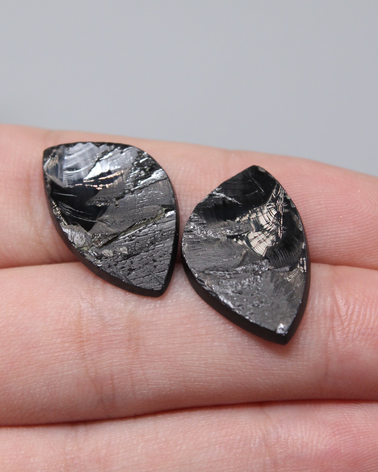 Black Spinel Natural Pleonaste Rare cabochon pair Thailand Kanchanaburi