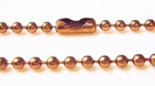 One Necklaces 30″ Length 2.4mm #3 BALL CHAIN ~ Pure 100% COPPER Made in USA
