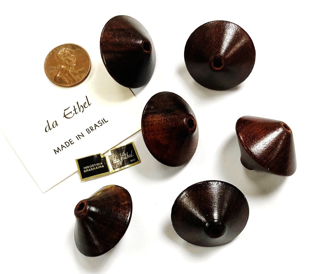 10 Vintage Genuine Brazilian Iron Wood Large Smooth Saucer Spacer Beads L664