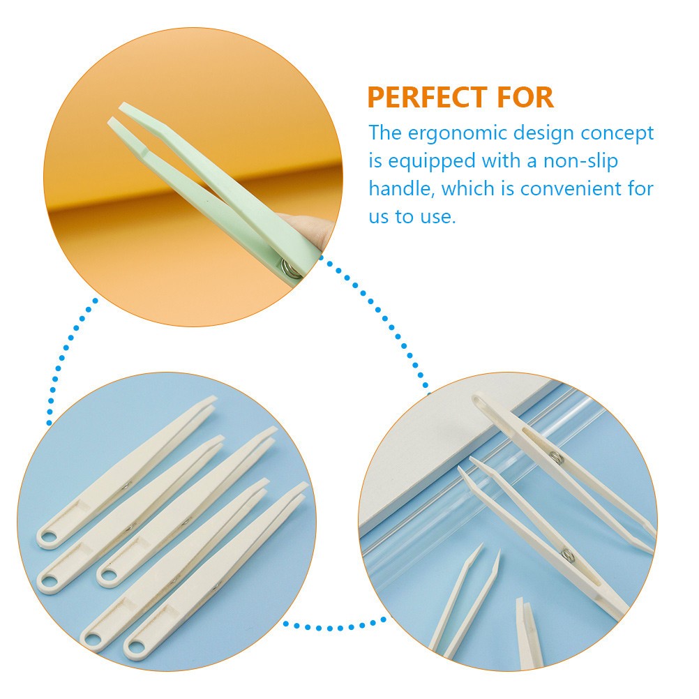 12 Pcs Rubber Tip Tweezers for Jewellery Making Plastic Precision