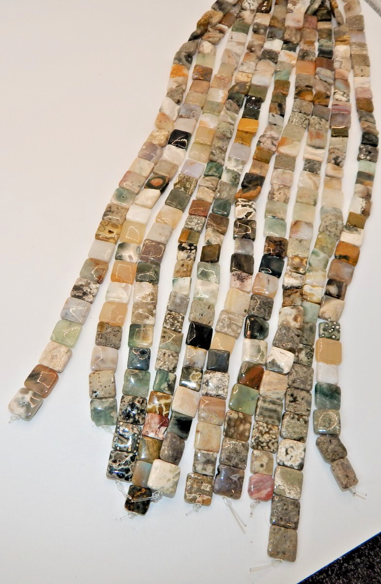 Ocean Jasper approx 16mm x 16mm Chicklet Beads (16 in strand)