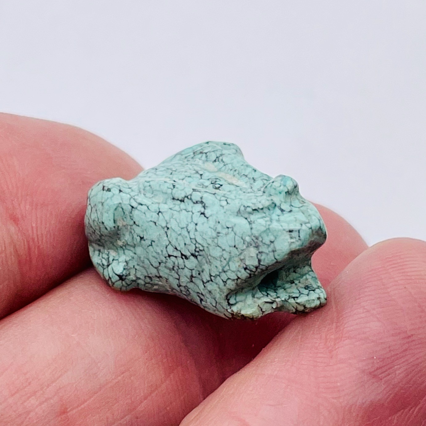 Turquoise Carved Frog Bead } 23x14x11mm | 1 Bead | | 23x14x11mm | Blue