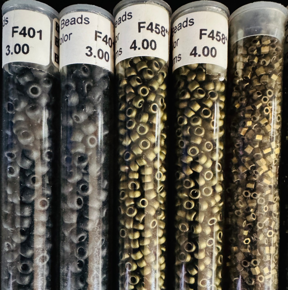 Glass Seed Bead Lot – 30 Tubes – Earth Tones + Day Glo Brights – Diff. Sizes NOS