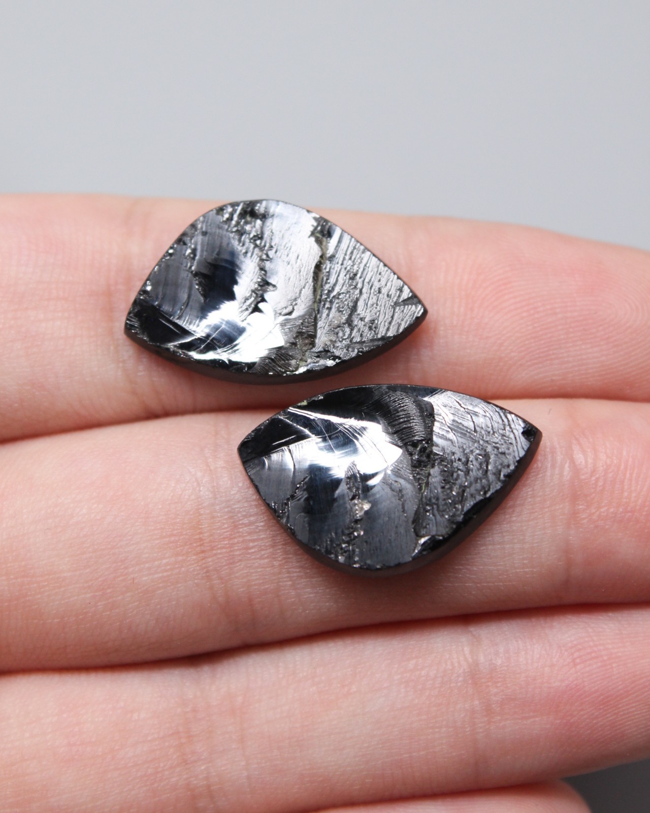 Black Spinel Natural Pleonaste Rare cabochon pair Thailand Kanchanaburi