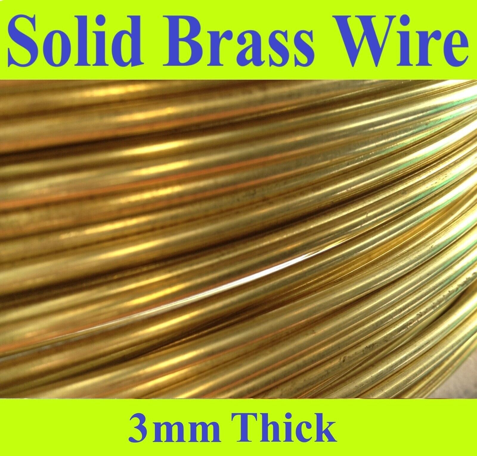 1mtr, 10mtr, 20mtr x 3mm Brass Wire Bare Uncoated Crafts Models Hobbies Solid