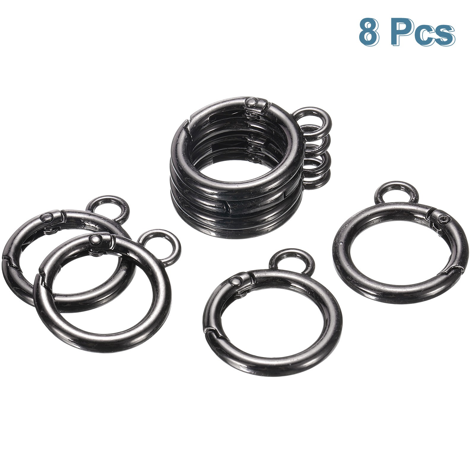 8pcs Metal Spring O Ring Clip Snap Buckle Keyring,Gunmetal,Figure-Eight Shaped,L