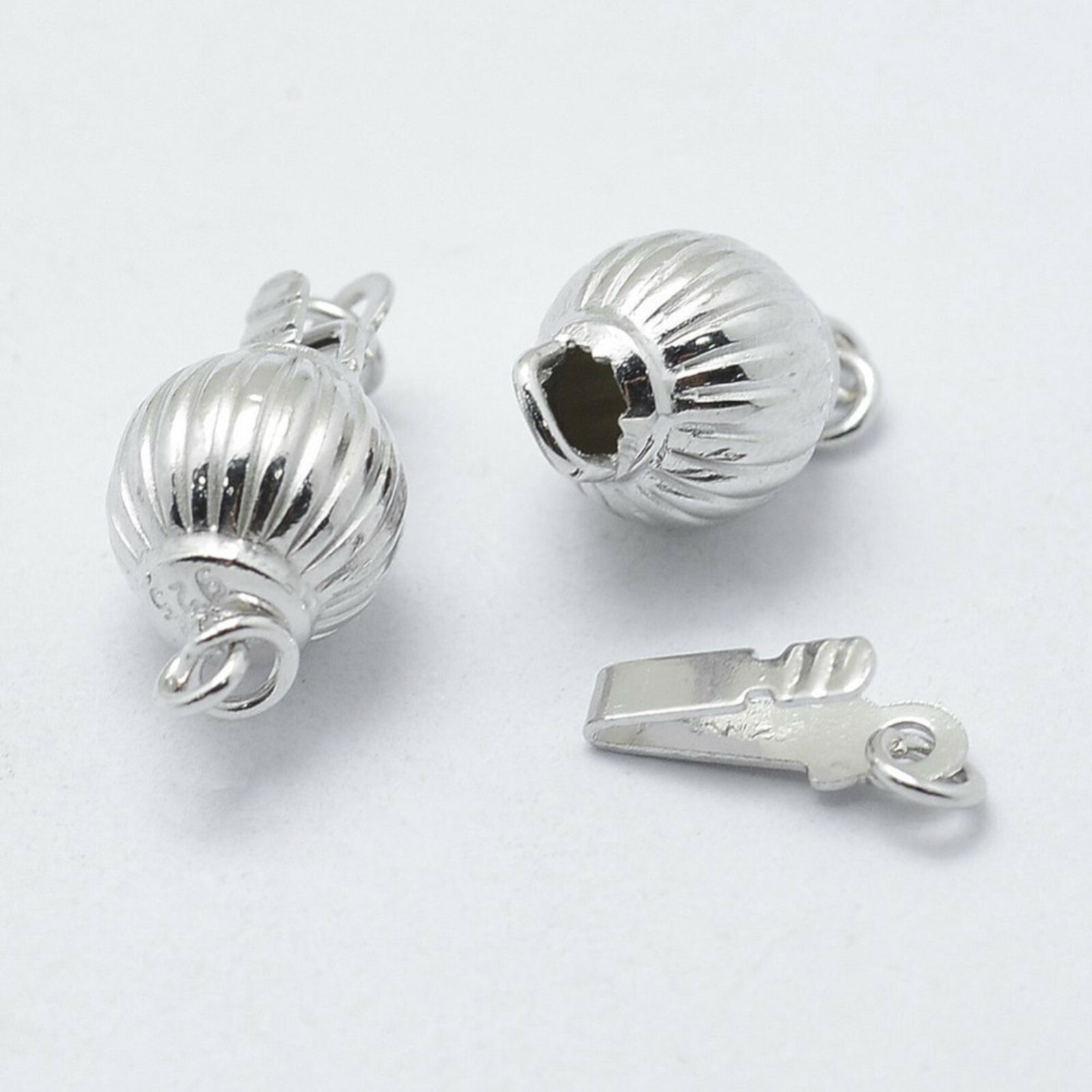 925 Sterling Silver 1 Line Box Clasp, Hallmarked Round.8mm in diameter 16mm long
