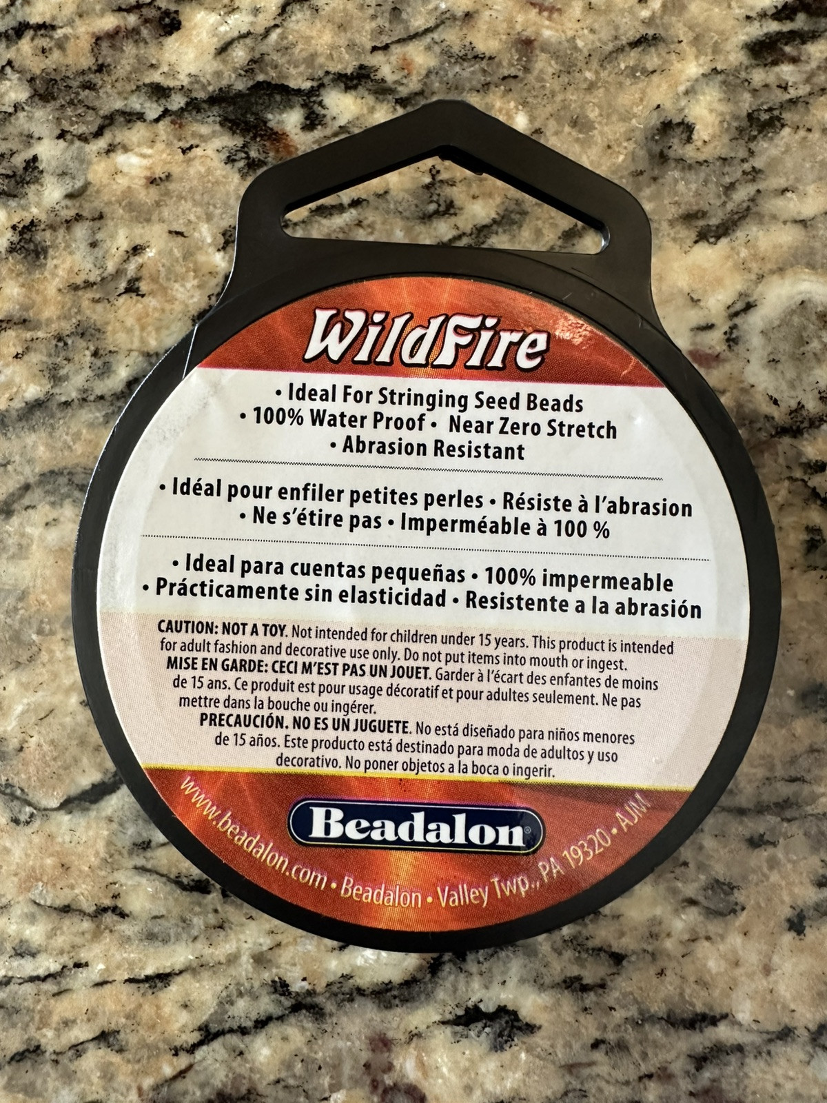 Beadalon Wildfire Beading Thread Black 20yd/18.2m, .006in/0.15mm