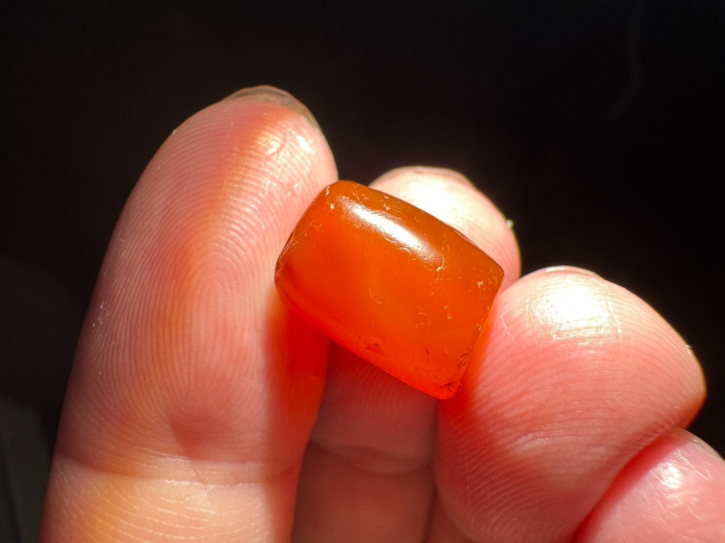 Liao Jin Dynasty Red Carnelian Barrel Bead Chinese Antique Agate Pendant
