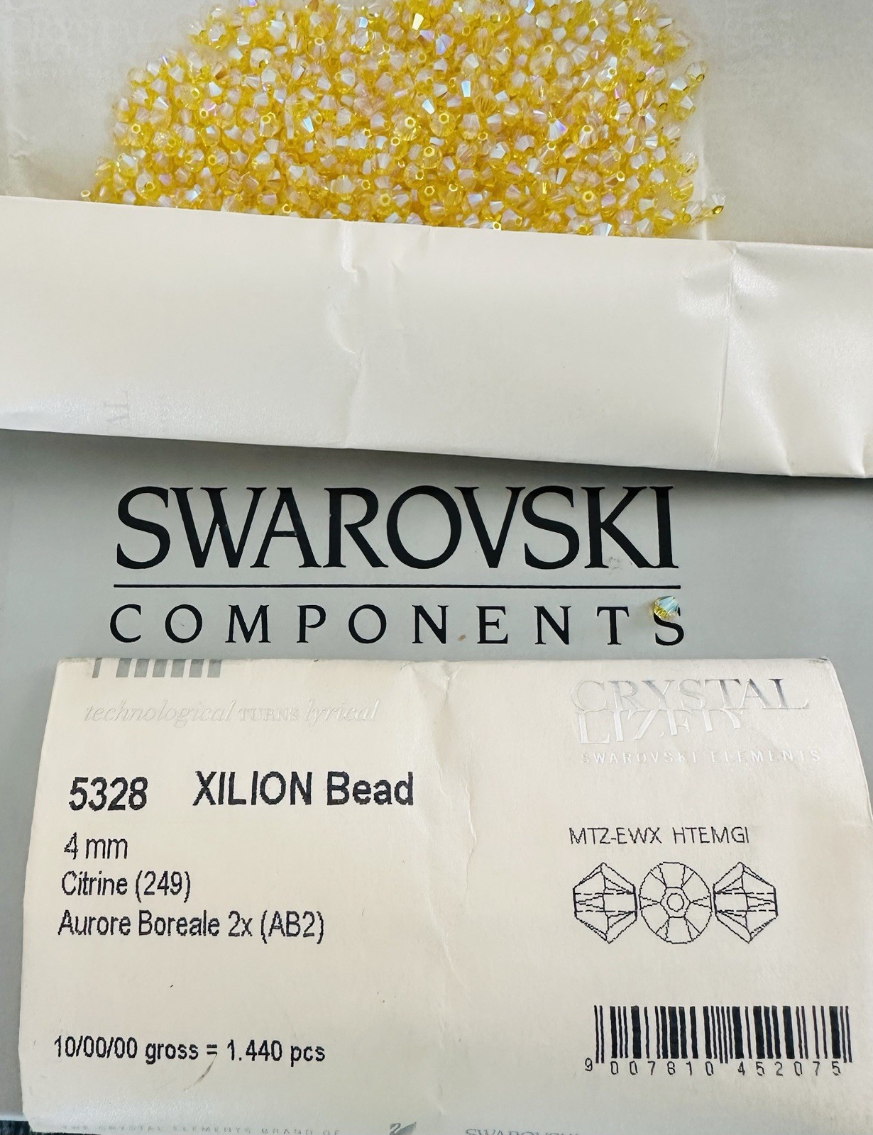 Swarovski 5328 4mm Citrine AB 2X 1440 pcs. Sealed pack from Austria