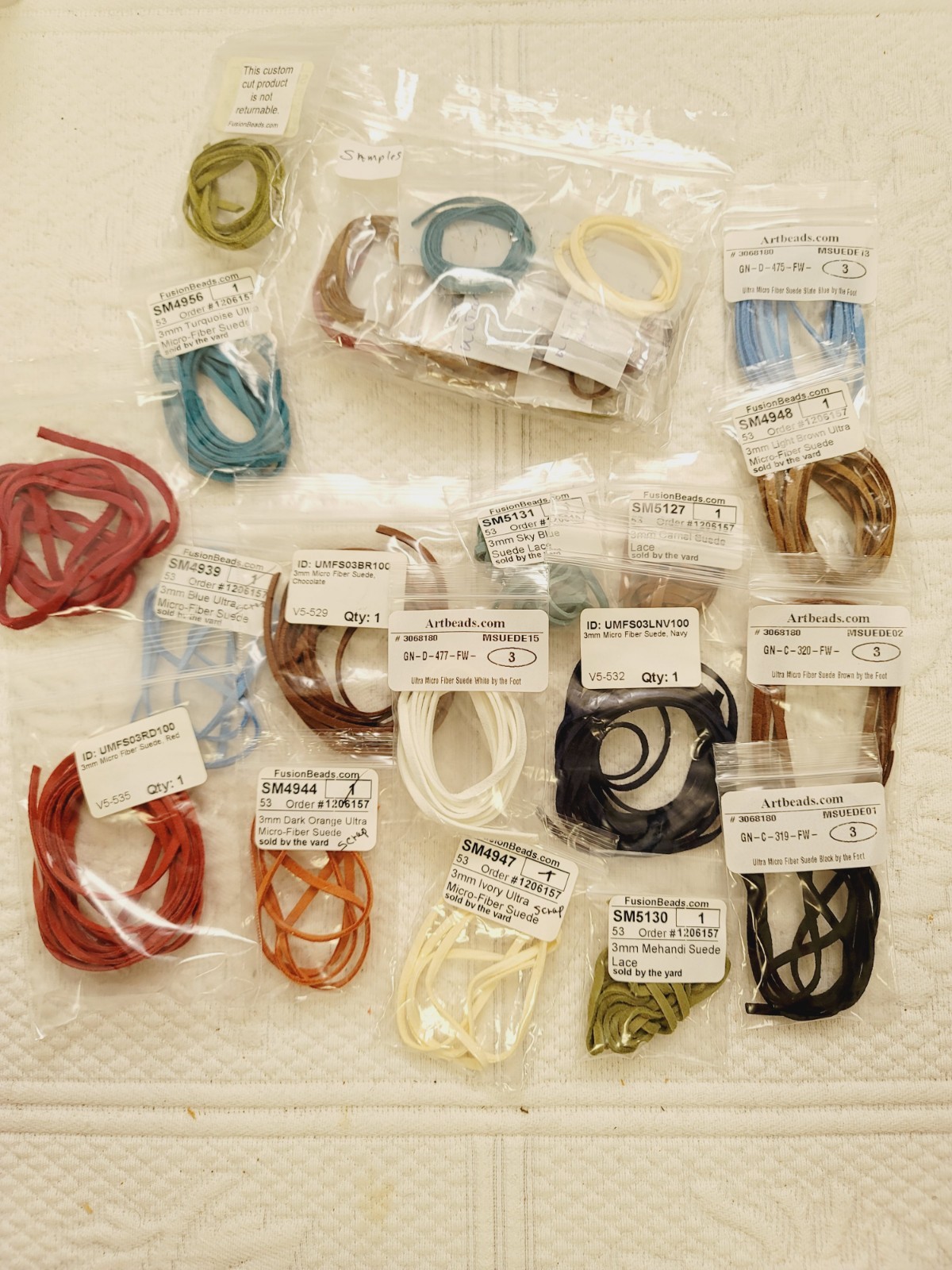 Micro Fiber Suede Beading Cording 3mm Multi Color 16 Pks Plus Samples And ScrapS