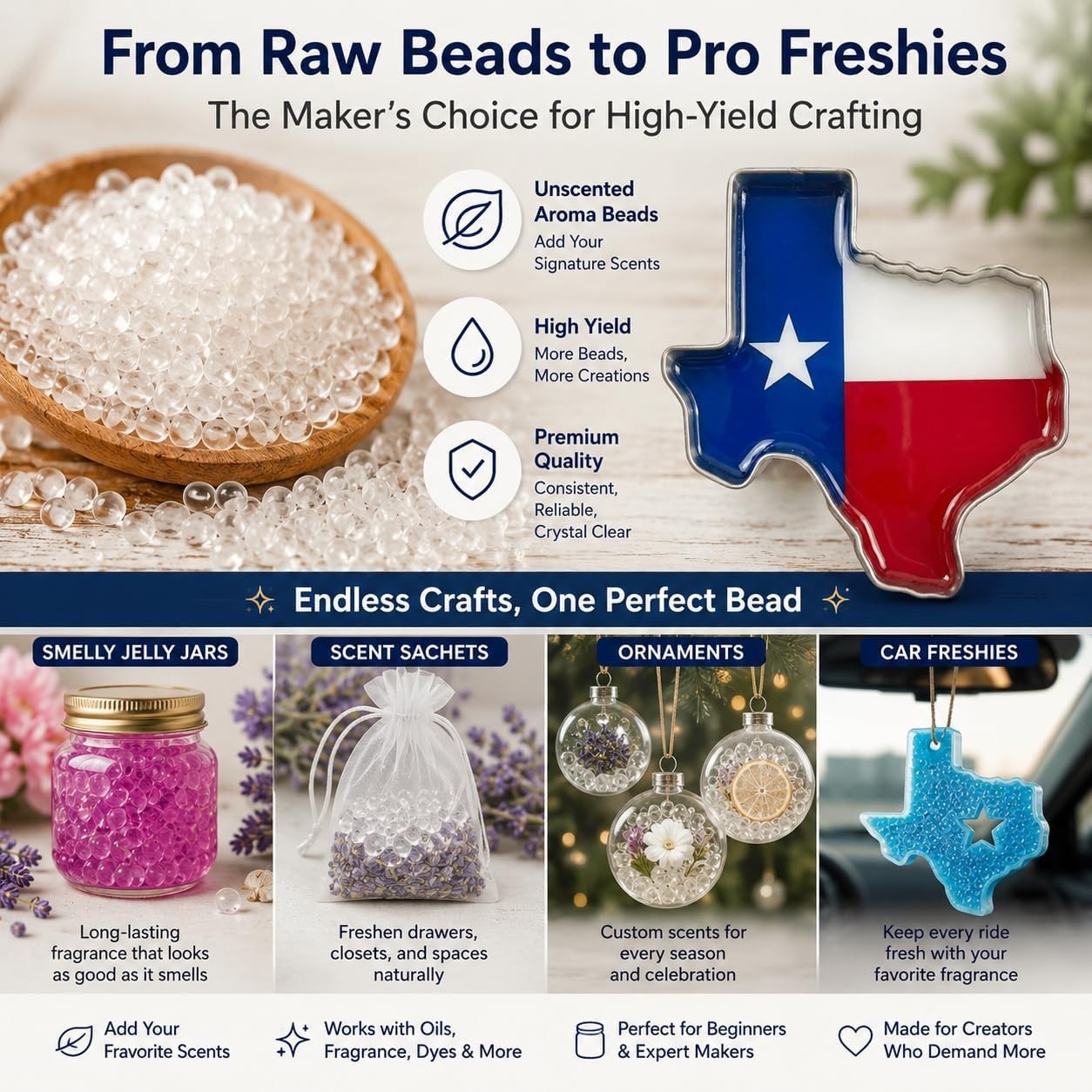 Unscented Aroma Beads for Custom Freshies