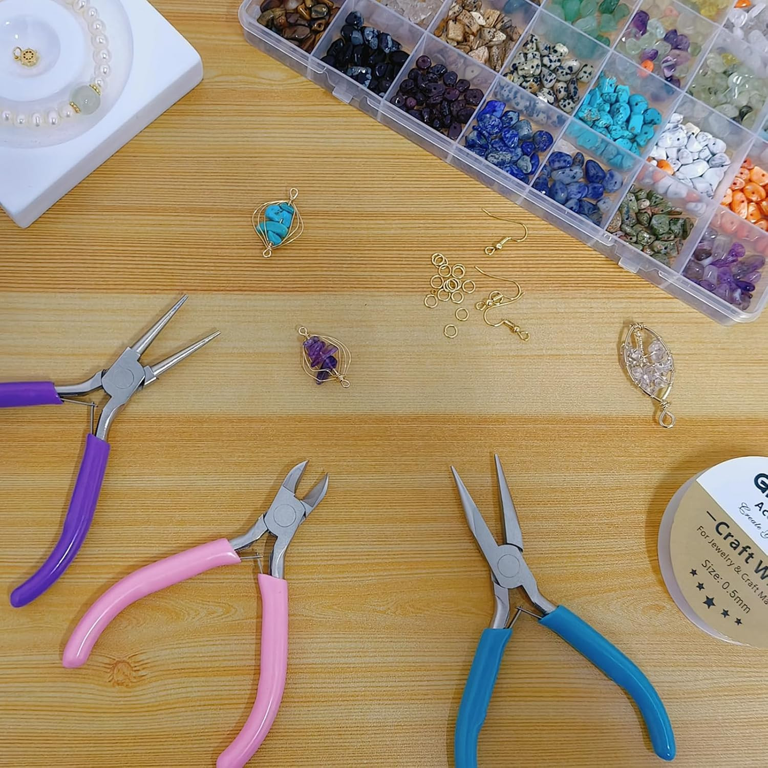 Adult Jewelry Repair Kit with Pliers, Wires, Chains, and Storage Bag