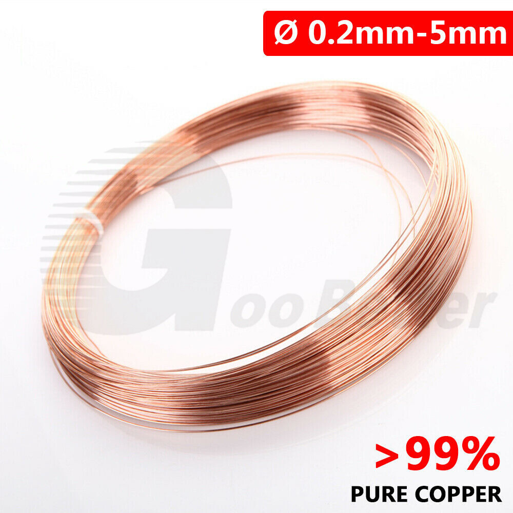 Ø 0.2-5mm Pure Copper Wire Coil Hobby Model Craft Jewelry Wirework Sold By Metre