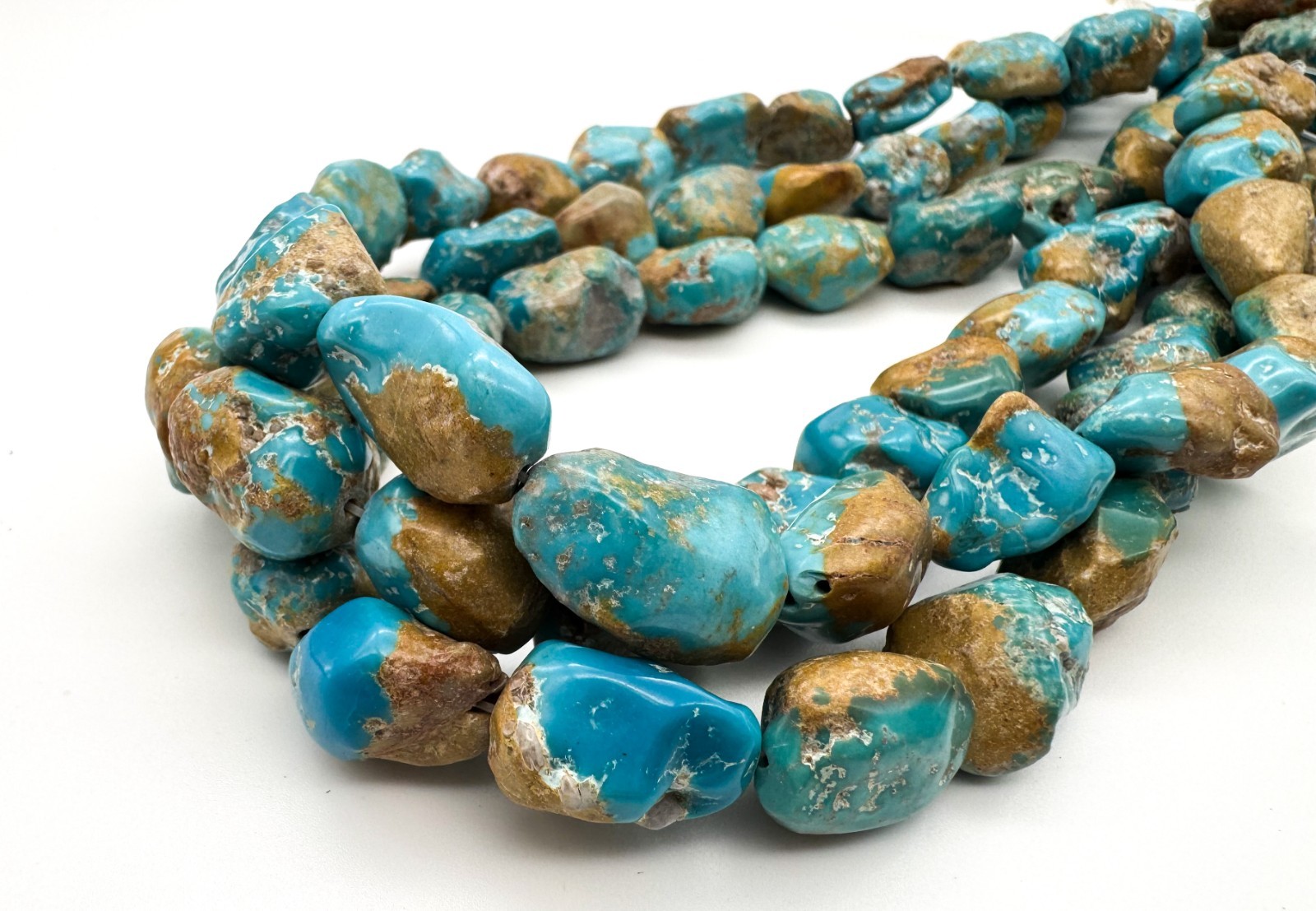 Natural Genuine Kingman Turquoise Arizona Large Nuggets Gemstone Beads WHTQ3