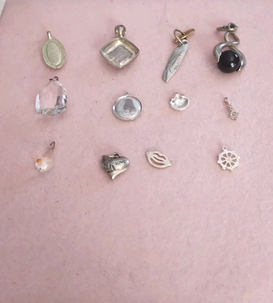 Silver-tone Pendants And Charms Lot Of Twelve /Free Shipping