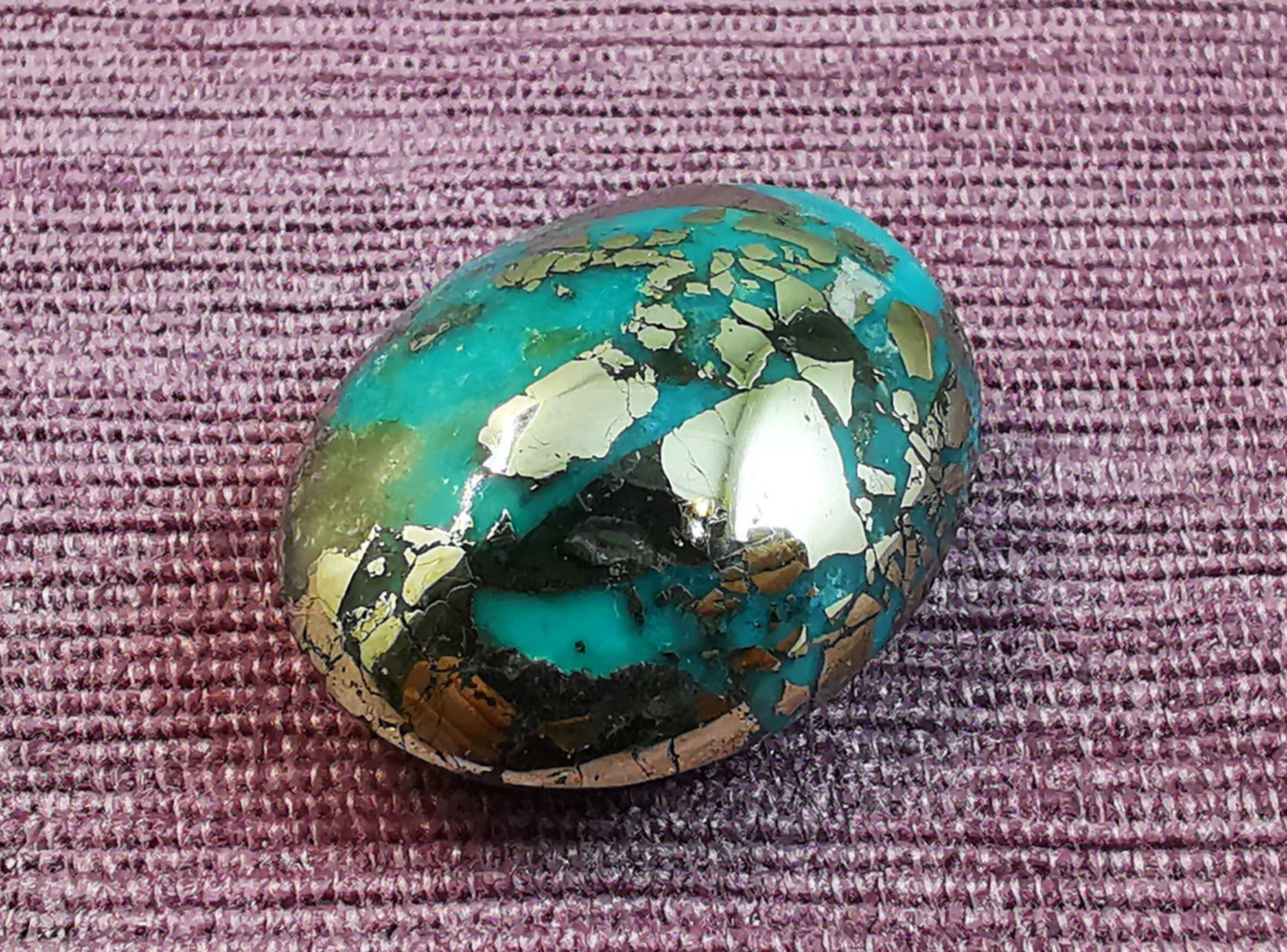 Turquoise & Pyrite Cabochon, Oval Shape, Stabilized Natural Turquoise, 100 Carat