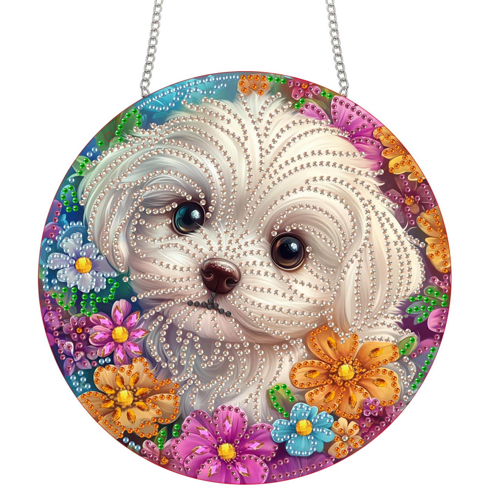 Dog Diamond Art Hanging Kit for Adult, DIY 5D Diamond Art Pet Animal Window