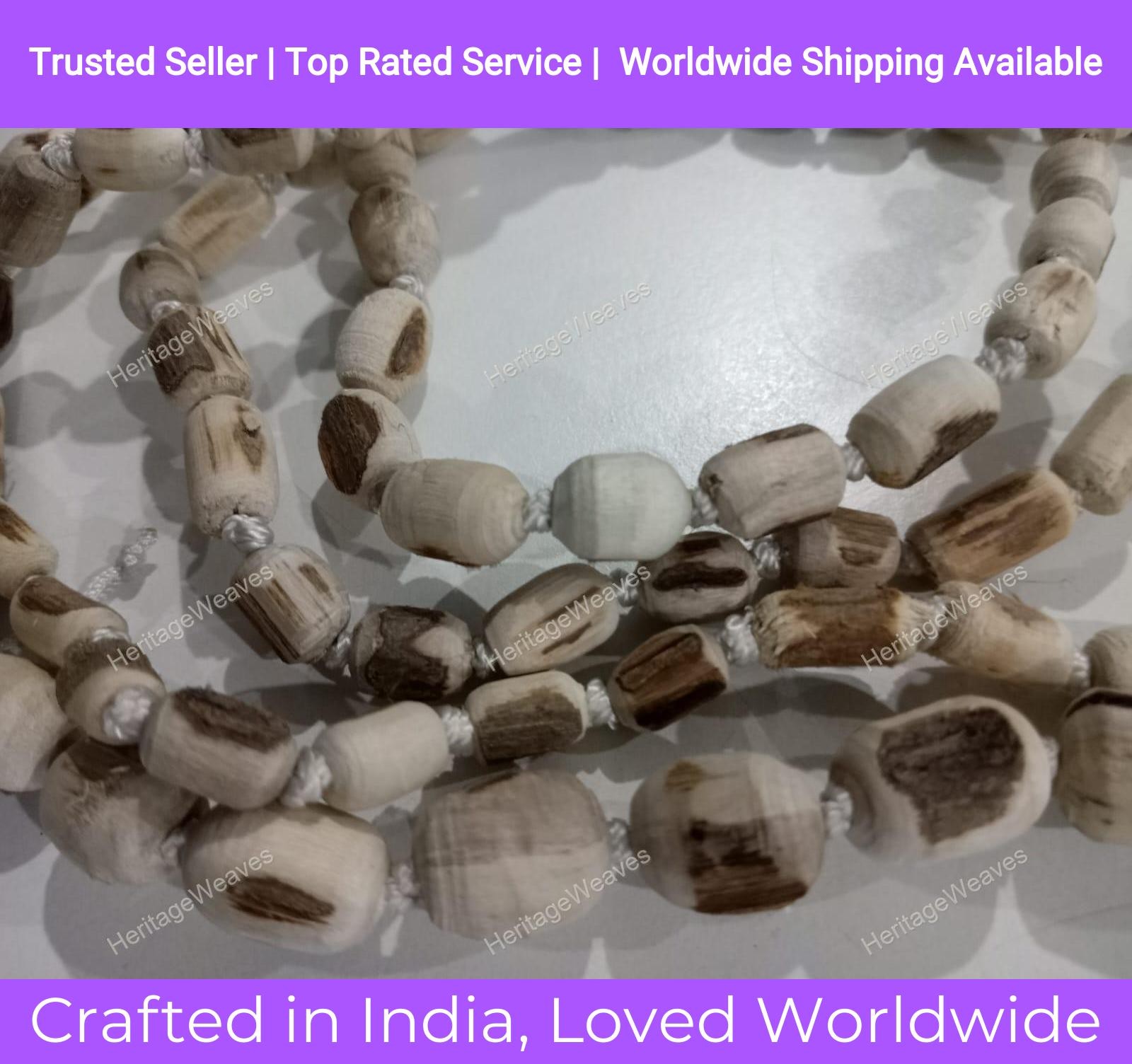 New 108 Beads Jaap Mala With White Gomukhi Bag Tulsi Jaap used in Hinduism