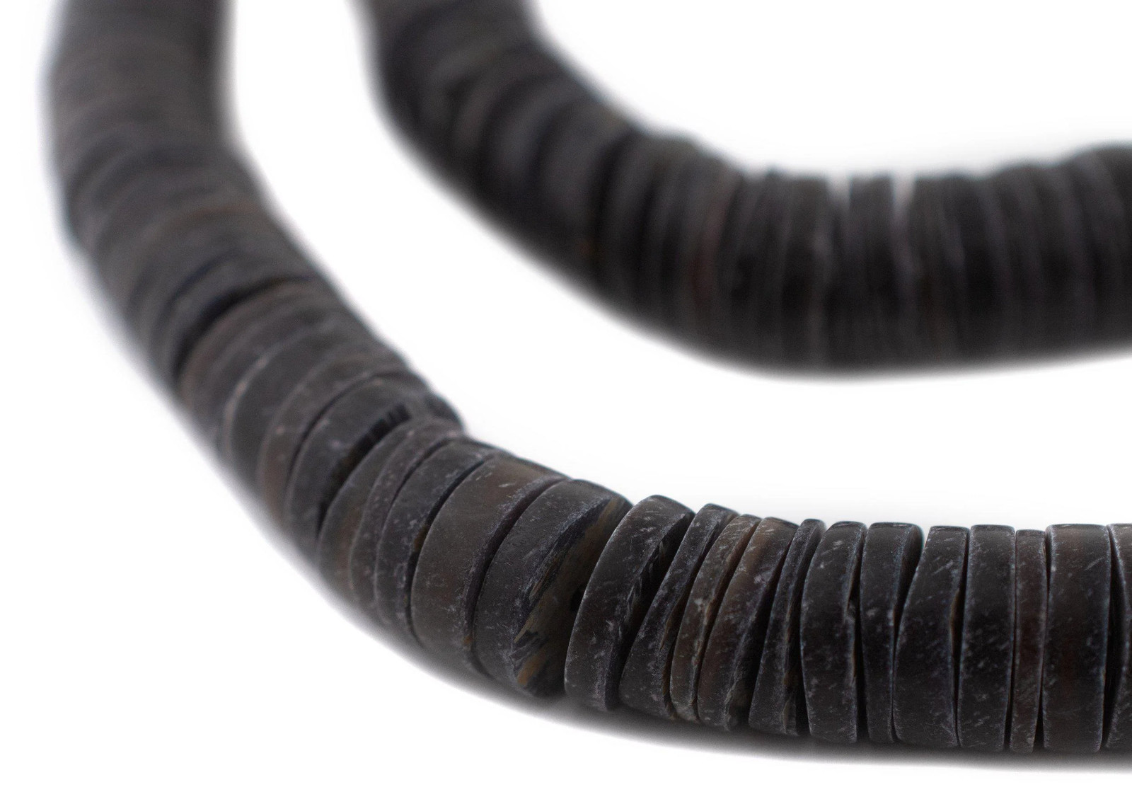 Matte Black Shell Heishi Beads 12mm 16 Inch Strand