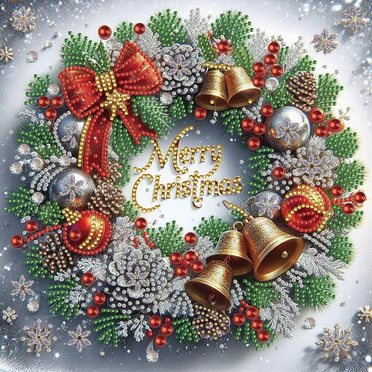 Merry Christmas Diamond Art Kits for Adult, 11 x 7.5 x 0.65 inches, WCM010