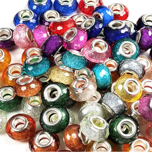 200pcs resin color powder large hole Beads Fit Charms European Bracelet Crafts