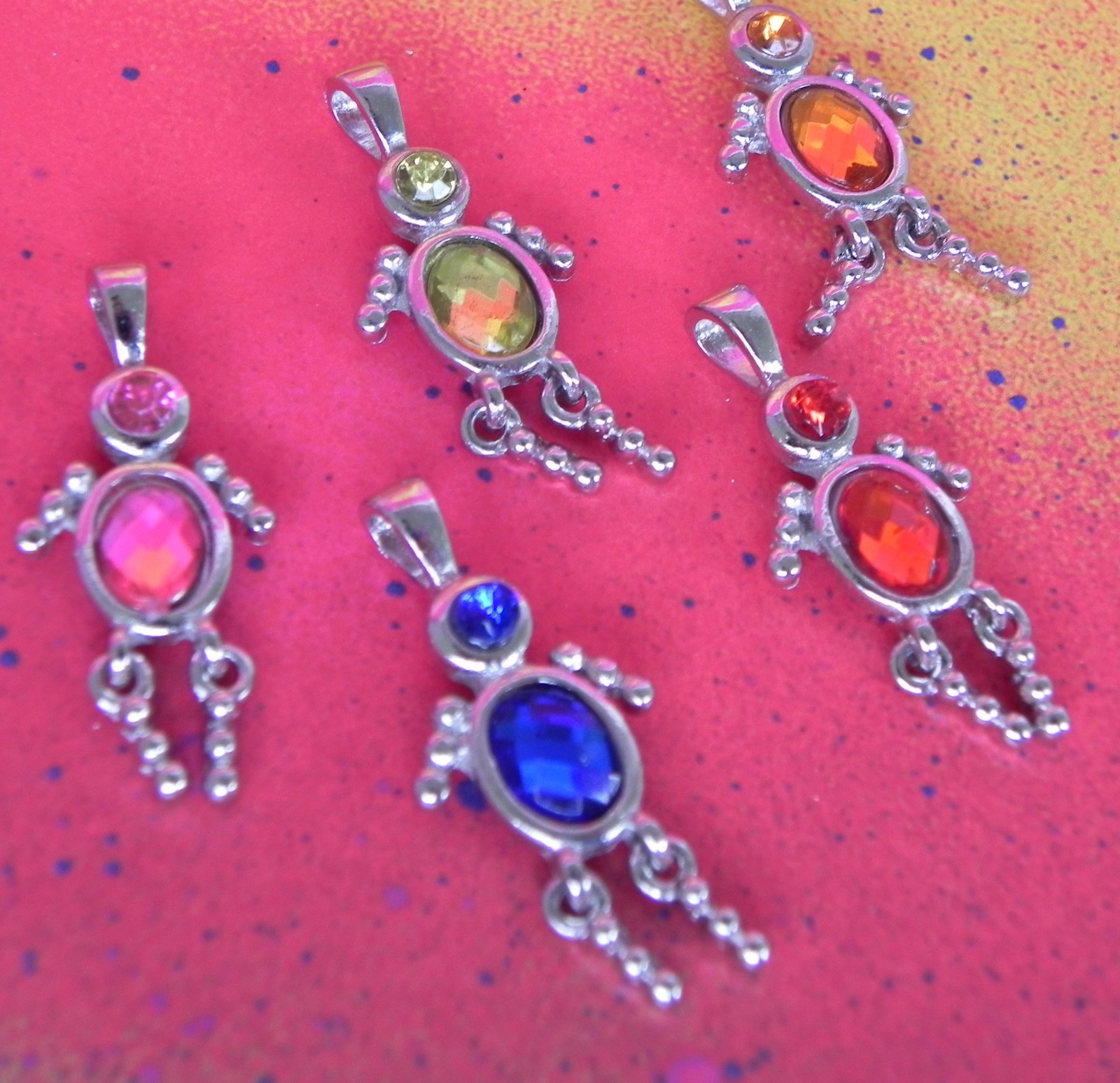 10 Rhinestone People Dangle Children Boy and Girl Charm Female Male Charm