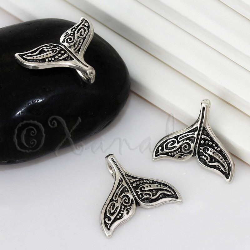 Mermaid Tail Charms – 20mm Antiqued Silver Plated Pendants C0609 – 2, 5 Or 10PCs