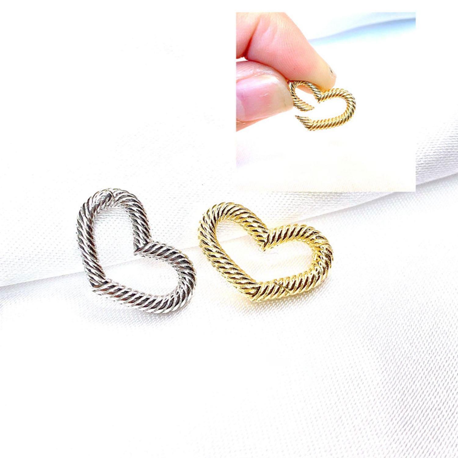 1PC Sterling Silver, 18K Gold Plated Heart Carabiner Clasps, Closure Connector
