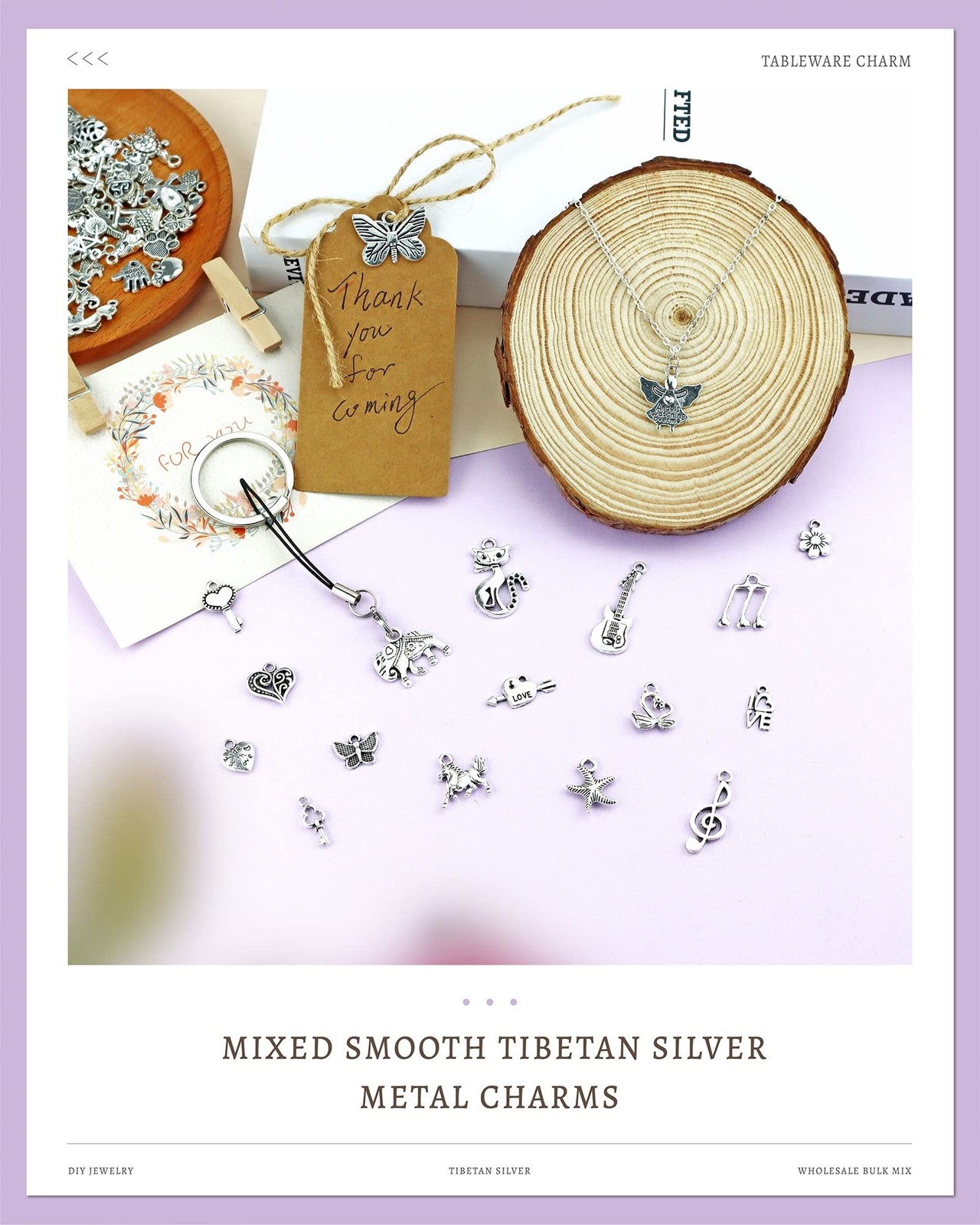 JIALEEY Wholesale Bulk Lots Jewelry Making Silver Charms Mixed Smooth Tibetan…