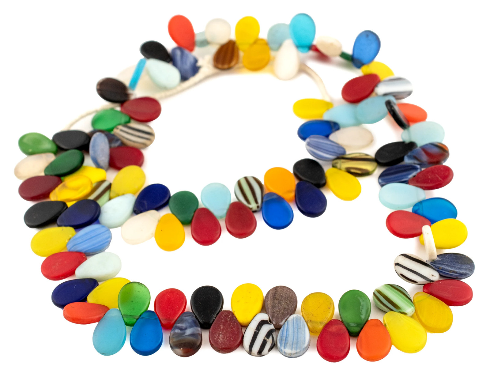 Flat Mali Wedding Beads Bright 18mm African Multicolor Glass 31 Inch Strand
